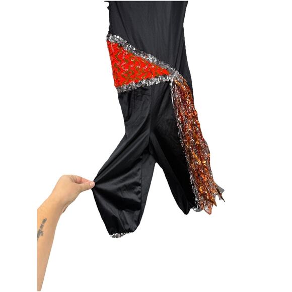 Vintage Leo’s Spandex Stretchy Black Orange Sequin Jazz Costume Medium Adult - Picture 2 of 6